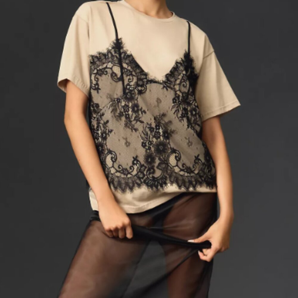 Anthropologie Dolan Layered Crew Tee Small preloved